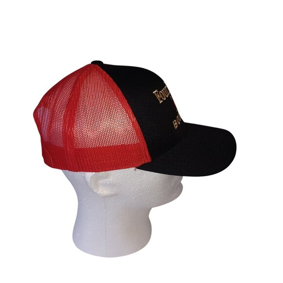Trucker Hat Four Roses Bourbon Black Red Gold w/ Rose Hat Pin Mesh Snapback Cap - Picture 7 of 7